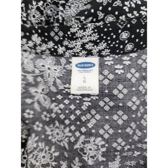 Old Navy Large Dress Black Floral Long Sleeve Mini V-Neck Cottagecore Large - Picture 7 of 8